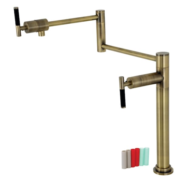Deck Mount Pot Filler, Antique Brass